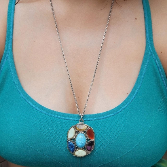 Vintage Silver Genuine Gemstone Necklace - Picture 6 of 8